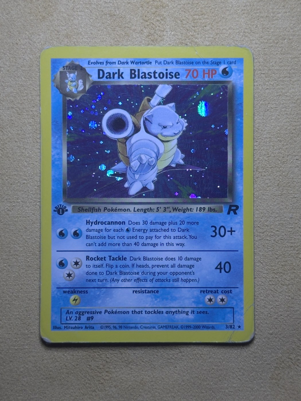 Dark Blastoise 1st Edition card after restoration by Pokejem